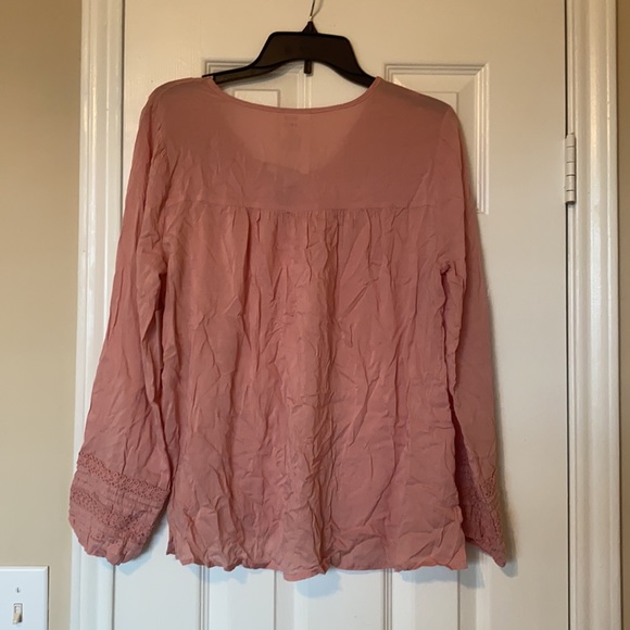 FORGOTTEN GRACE LACE UP PINTUCK BLOUSE - Picture 3 of 4